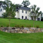 Small retaining wall built into hill