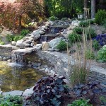 Waterfall and retaining wall installation